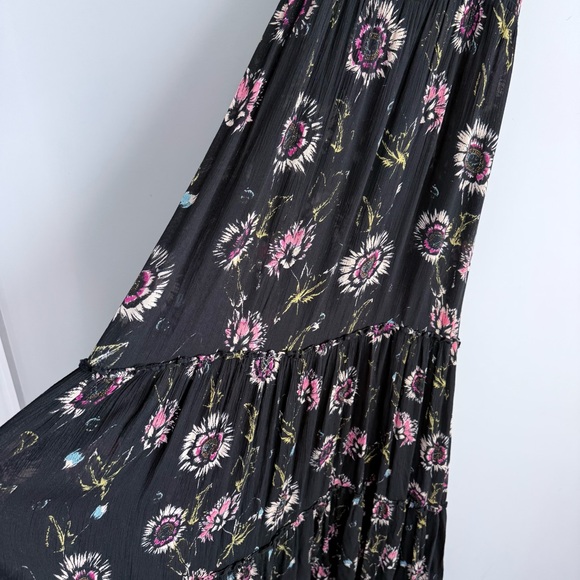 Free People Garden Party Floral Maxi Dress L Boho Smocked Tiered A-Line Romantic - Picture 10 of 16